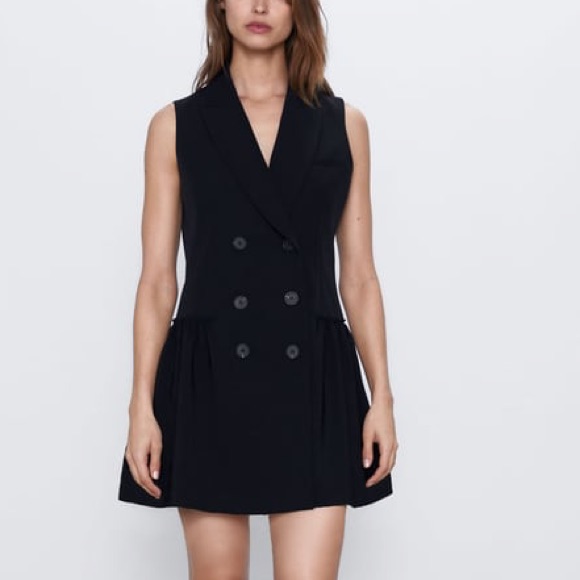 Zara Black Ruffled Hem Vest Nwt